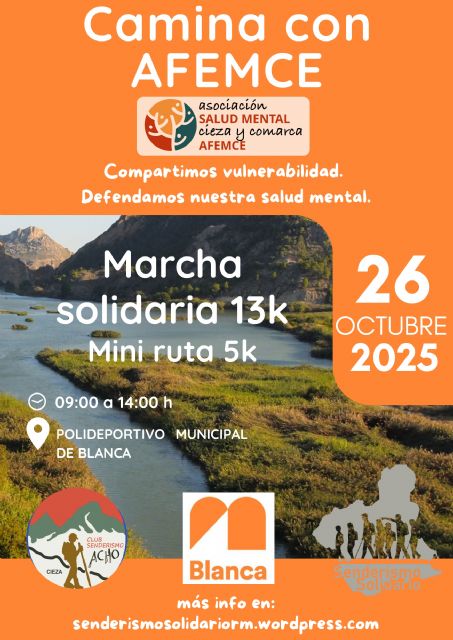 El Ayuntamiento de Blanca presenta la marcha solidaria 'Camina con Afemce'