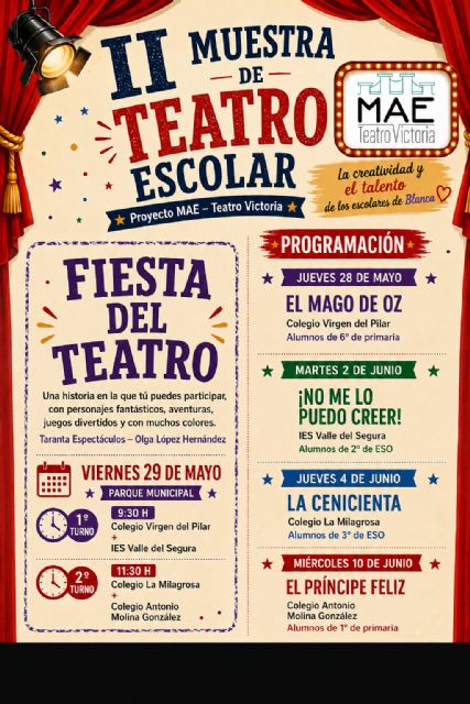 El Ayuntamiento de Blanca presenta la II Muestra de Teatro Escolar que lleva las artes escénicas a la comunidad educativa del municipio