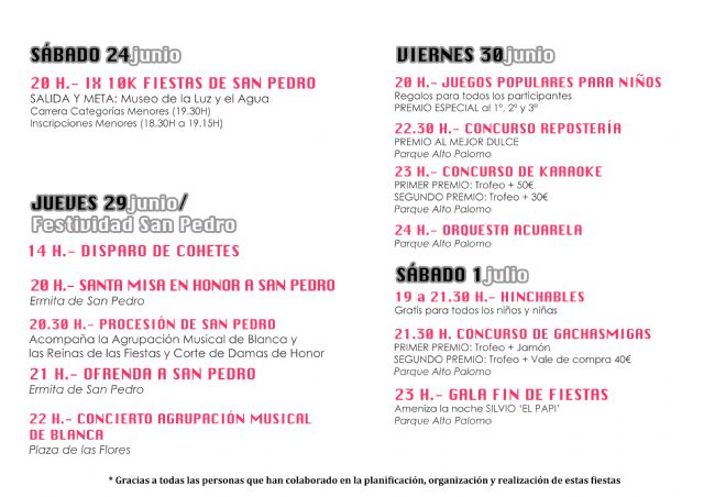 Blanca celebra las fiestas en honor a San Pedro 2017