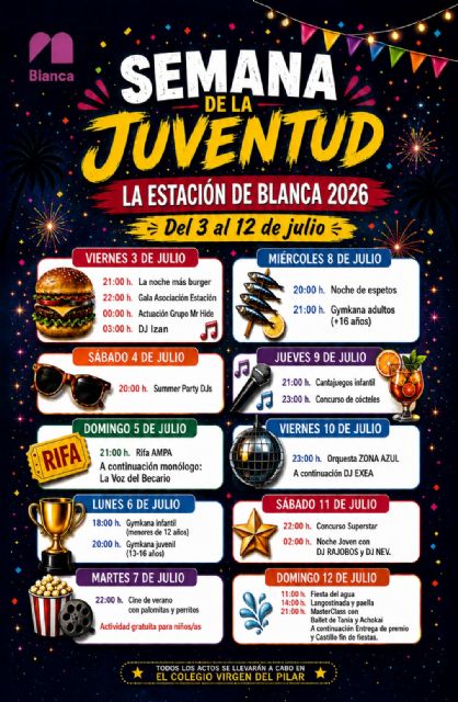 La Estación de Blanca prepara sus días más vibrantes del a&ntilde;o con una Semana de la Juventud con planes musicales, gastronómicos y concursos