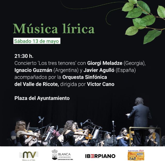 El II Festival Música en el Valle levanta el telón con el concierto de 'Los tres tenores' acompañados por la Orquesta Sinfónica del Valle de Ricote