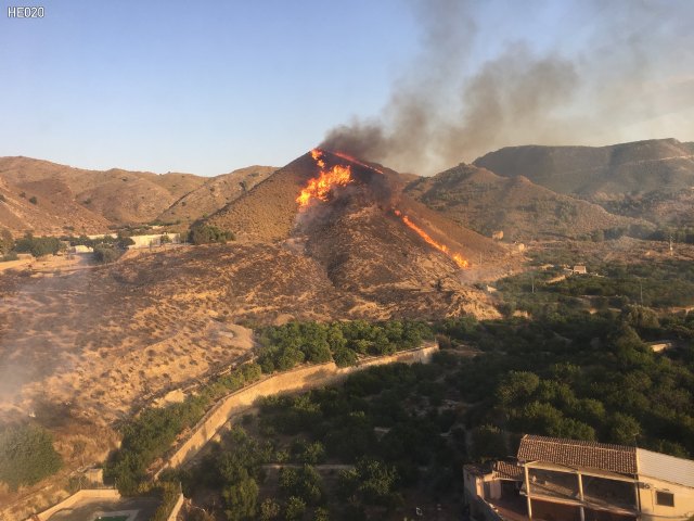 Incendio forestal en la Cañada Isidro, en Blanca